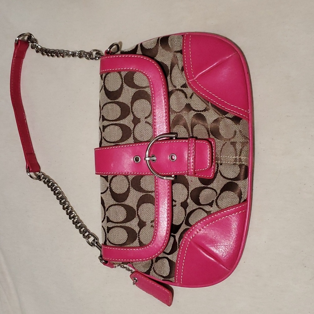 Pink and brown signature coach handbags  purse